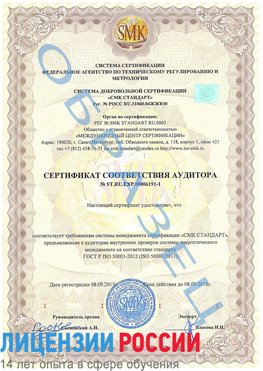 Образец сертификата соответствия аудитора №ST.RU.EXP.00006191-1 Бор Сертификат ISO 50001